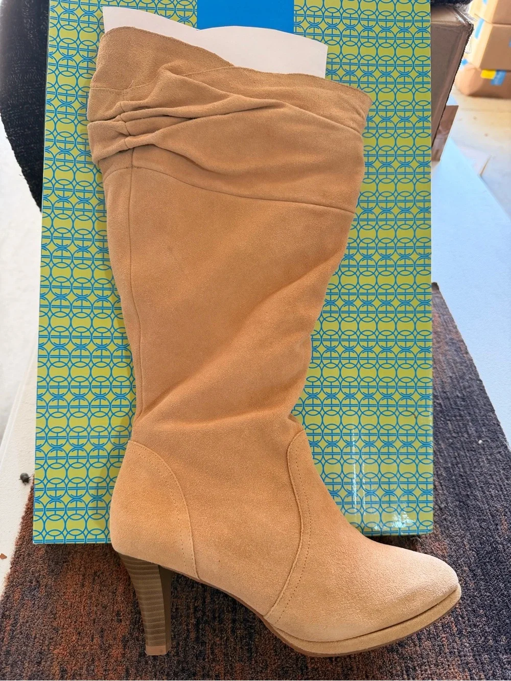 Hot in Hollywood Slouch Over-the-Knee Boots in Taupe NIB